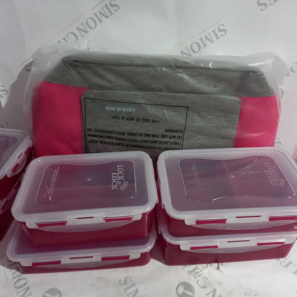 LOCK & LOCK COOLER TOTE WITH 7 PIECE CONTAINERS