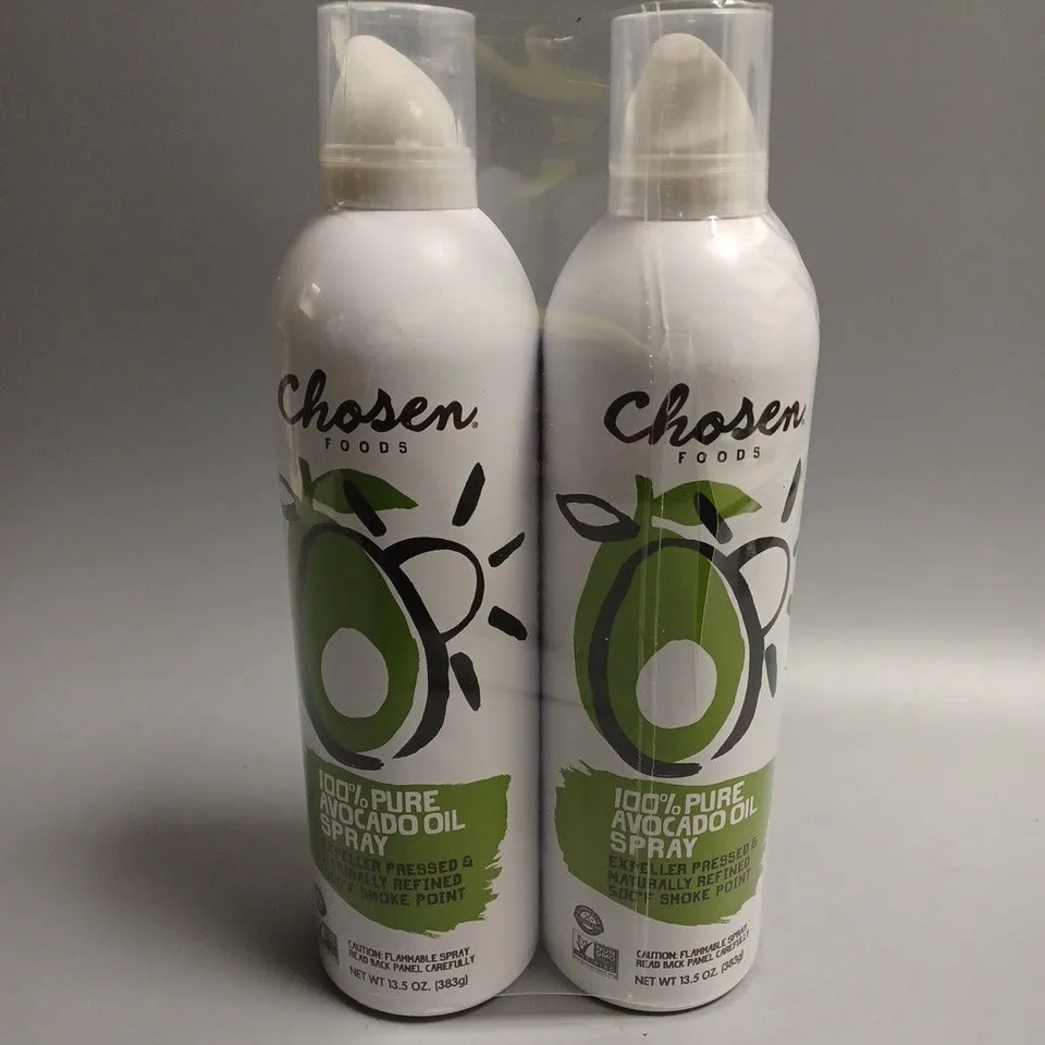 2 X CHOSEN FOODS 100% PURE AVOCADO OIL SPRAY - 2 X 383G 