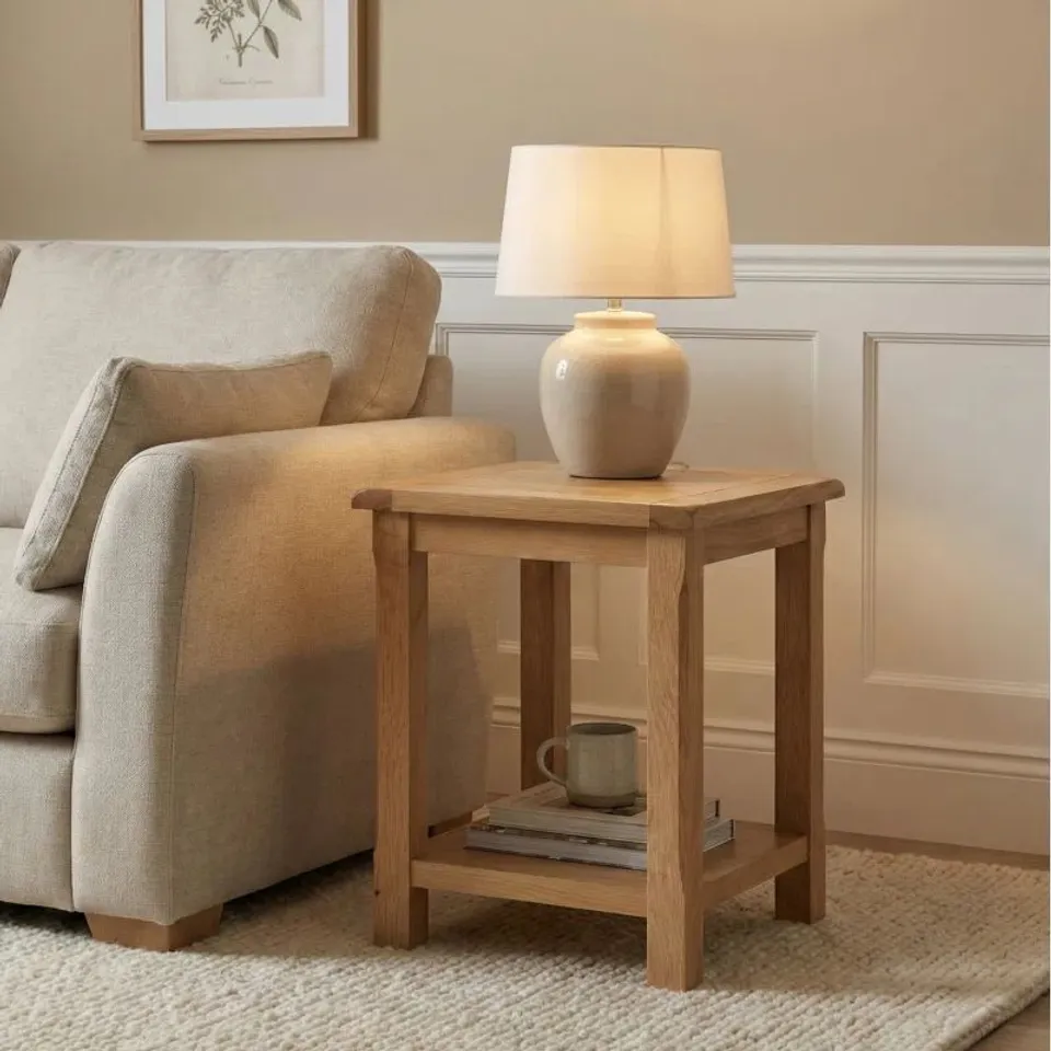BOXED KINGS POINT SIDE TABLE WITH STORAGE - OAK (1 BOX)