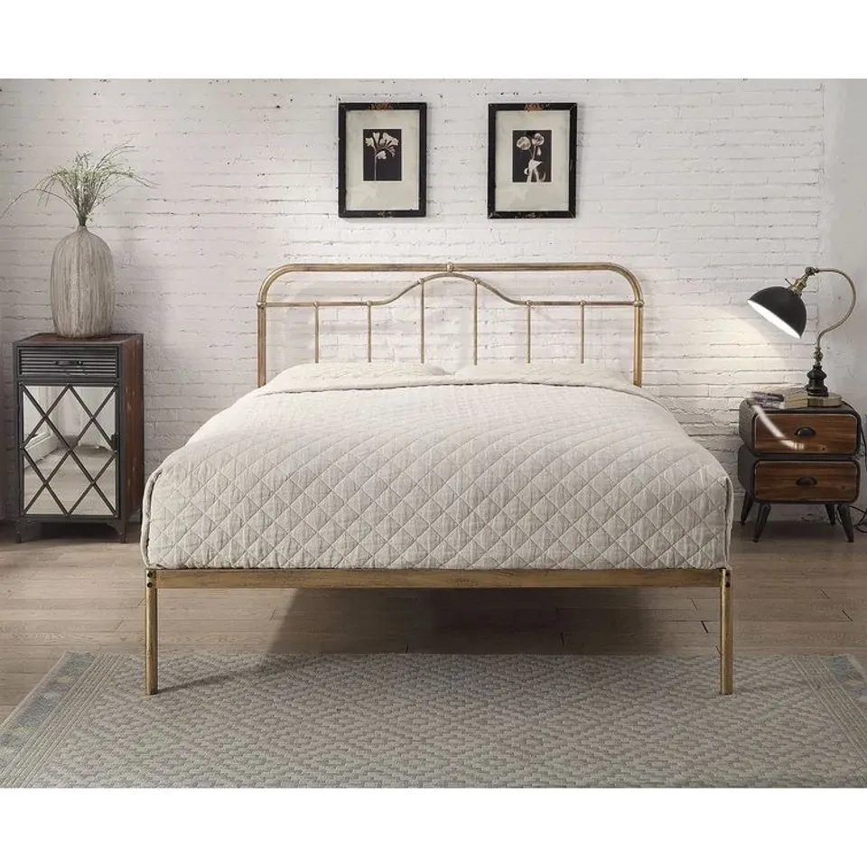 BOXED MCGOWAN BED FRAME, COLOUR ANTIQUE BRONZE // SIZE: 4FT6 (2 BOXES)