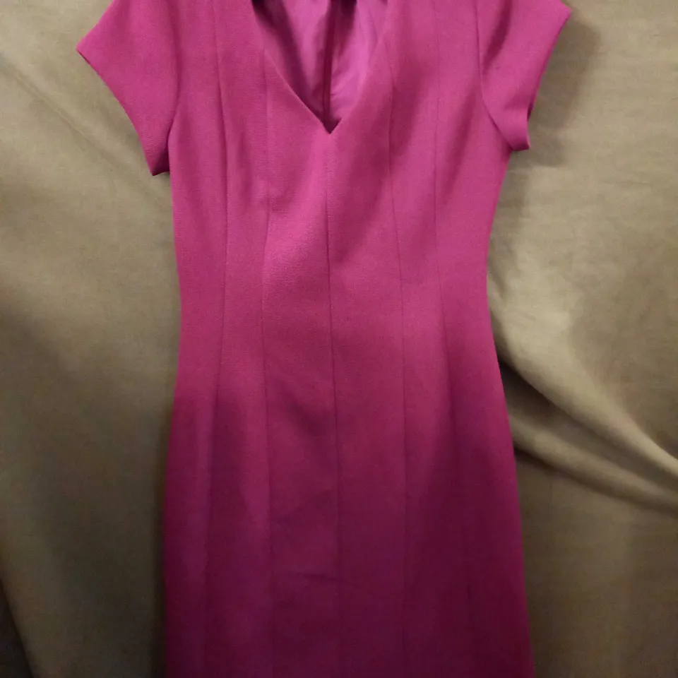 ADOLFO DOMINGUEZ ZIP UP SHORT SLEEVED DRESS- DEEP PURPLE - SIZE 38