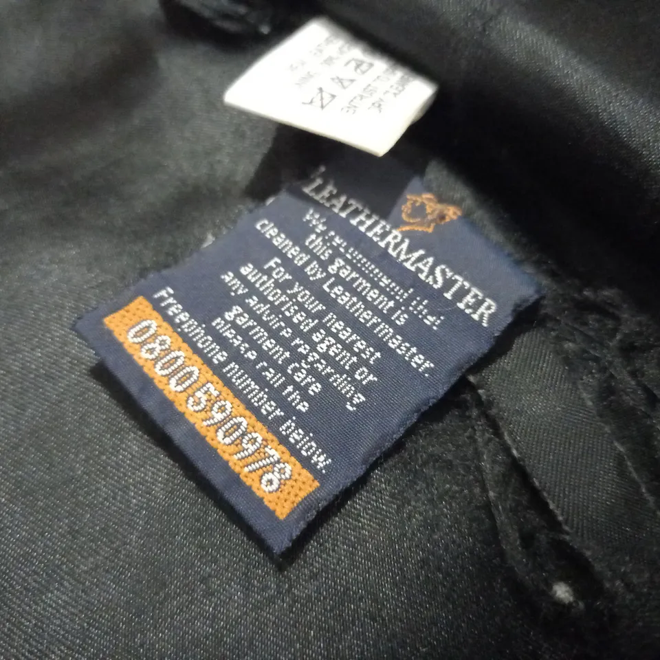 OASIS BLACK LEATHER ZIP THROUGH JACKET - UK 10