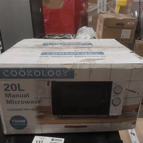 BOXED COOKOLOGY CVR20MICWH/M20LWH 20L FREESTANDING MICROWAVE 700W – WHITE