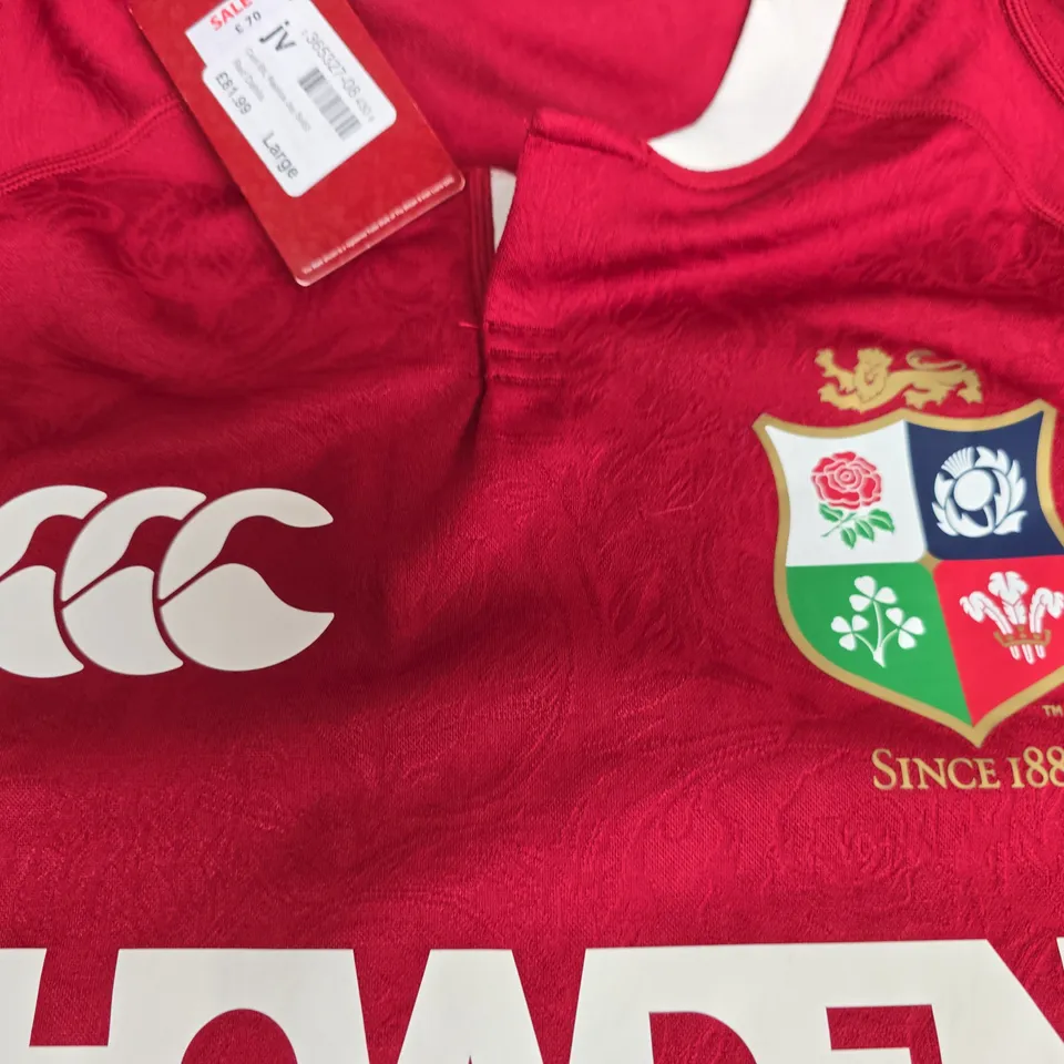 CANTERBURY RED RUGBY JERSEY – LARGE, AUTOGRAPHED
