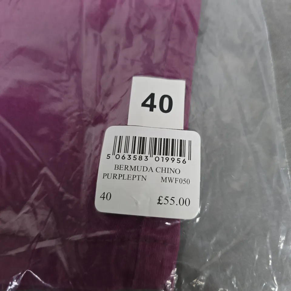 CREW CLOTHING COMPANY BERMUDA CHINO - PURPLE, UK 40 (MEN'S)