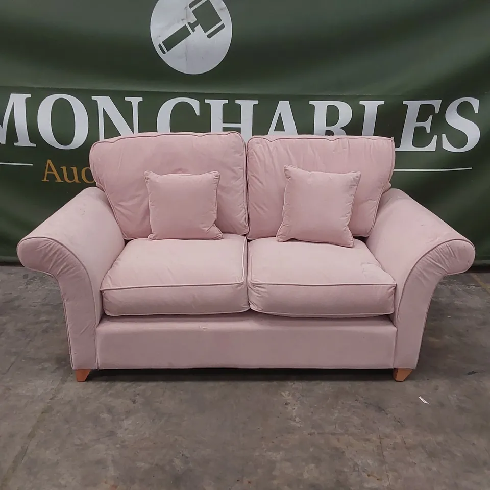 QUALITY DESIGNER 3 SEATER PINK VELVET SOFA 