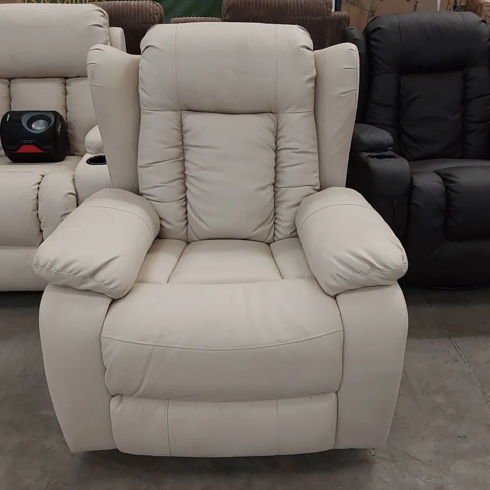DESIGNER ELECTRIC RECLINING ARMCHAIR IN CREAM