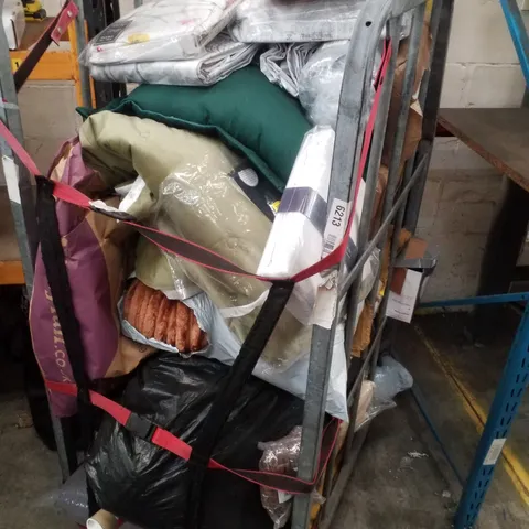 CAGE CONTAINING ASSORTED PRODUCTS INCLUDING CUSHIONS, BEDSPREADS & SOFA COVER