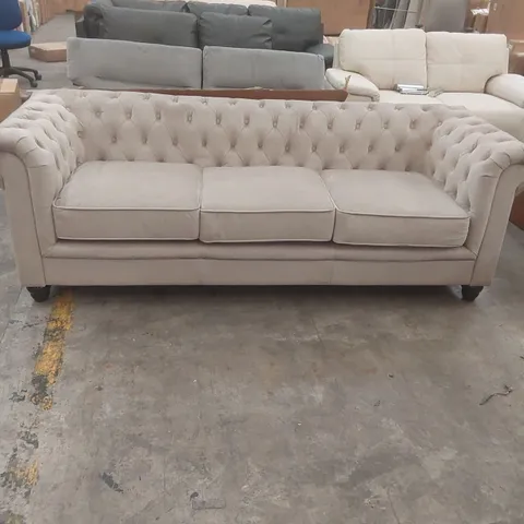 QUALITY DESIGNER 3-SEATER VELVET UPHOLSTERED SOFA