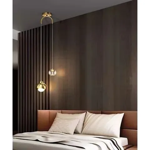 BOXED 2-LIGHT SPHERE CHANDELIER CEILING LIGHT WITH CRYSTAL ACCENTS