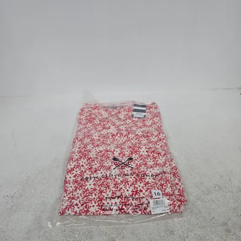CREW CLOTHING COMPANY PRINTER ELEANOR SHIRT DRESS SHORTER RED DAISY SIZE 16