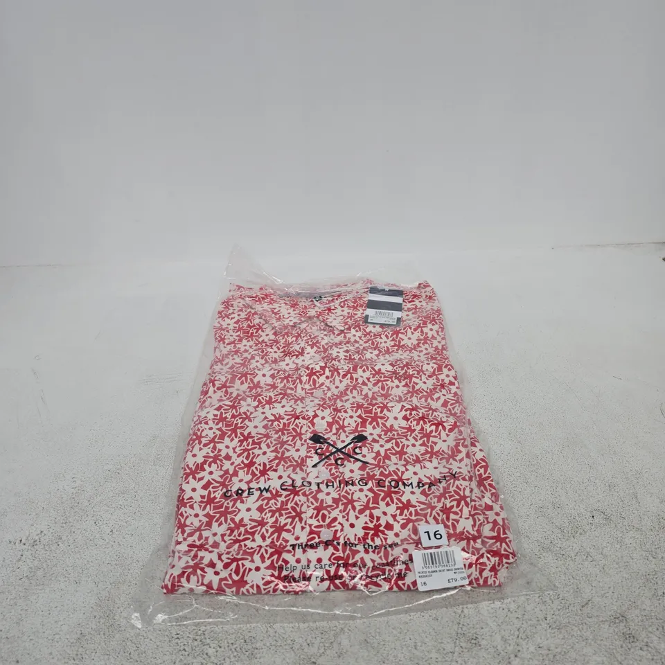CREW CLOTHING COMPANY PRINTER ELEANOR SHIRT DRESS SHORTER RED DAISY SIZE 16