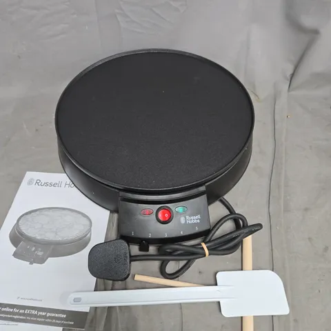 RUSSELL HOBBS FIESTA BLACK CREPE MAKER – BOXED WITH SPATULA & SPREADER (2 ACCESSORIES INCLUDED)