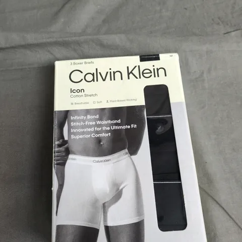 CALVIN KLEIN ICON COTTON STRETCH BOXER BRIEFS 3-PACK – SIZE M