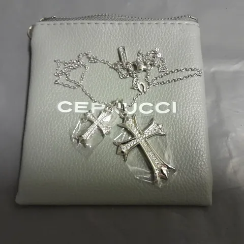 CERNUCCI DOUBLE ICED CROSS NECKLACE - WHITE 990