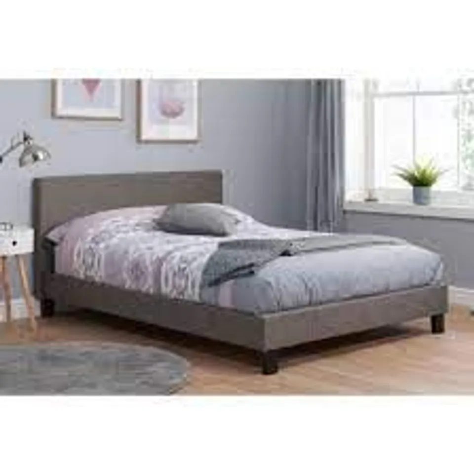 BOXED 135CM BERLIN GREY FABRIC BEDFRAME(2 BOXES)