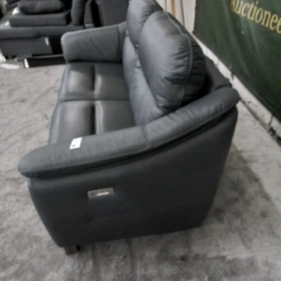 DESIGNER G PLAN MADE JACKSON CAMBRIDGE BLUE LEATHER ELECTRIC RECLINING THREE SEATER SOFA