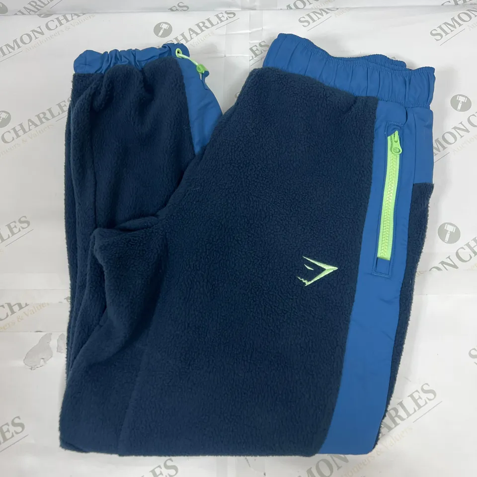 GYMSHARK HEAVYWEIGHT BORG PANTS IN NAVY SIZE S