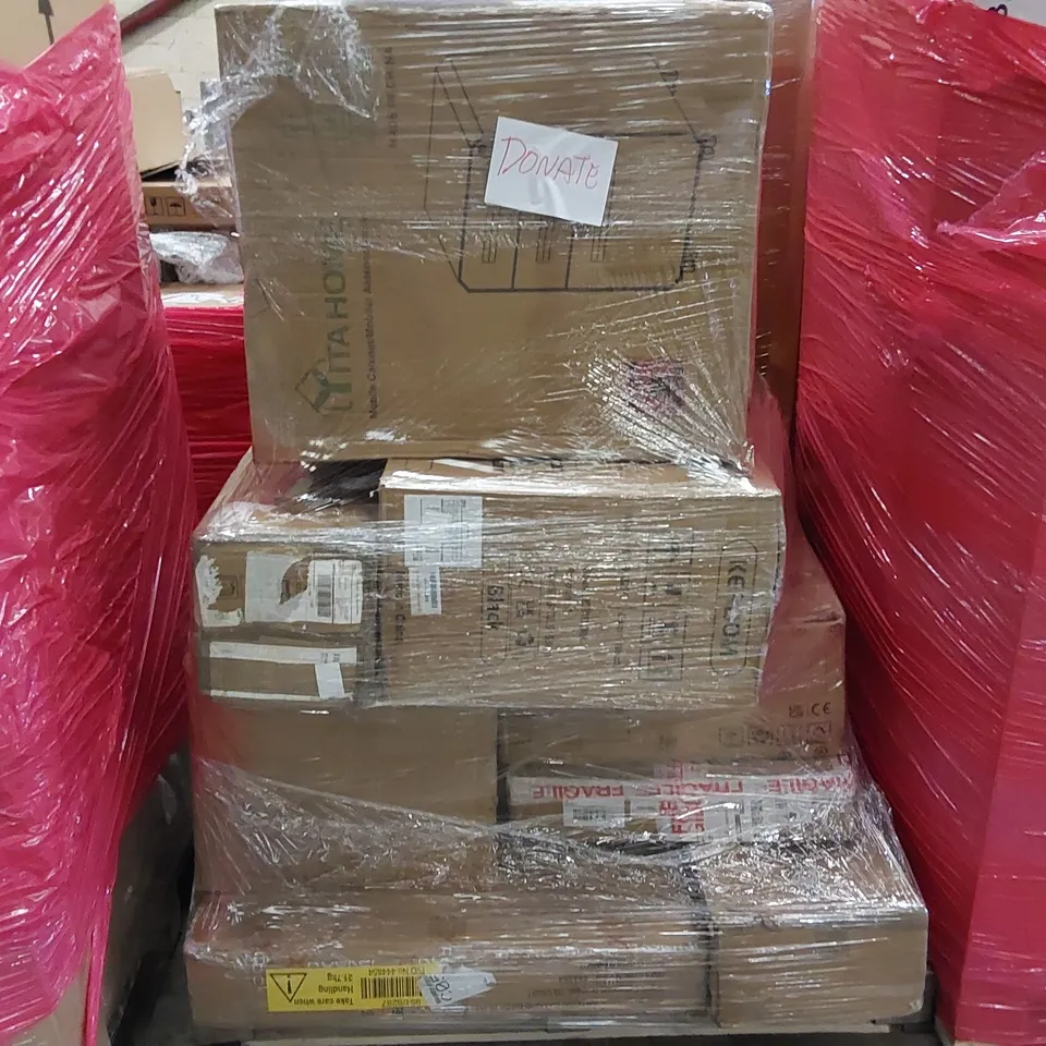 PALLET OF ASSORTED ITEMS INCLUDING: CHAIRS, MOBILE CABINET