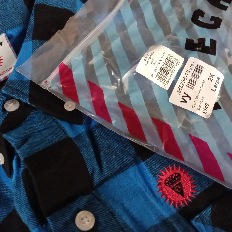 ICE CREAM LONG SLEEVE FLANNEL SHIRT IN BLUE - 2X LARGE