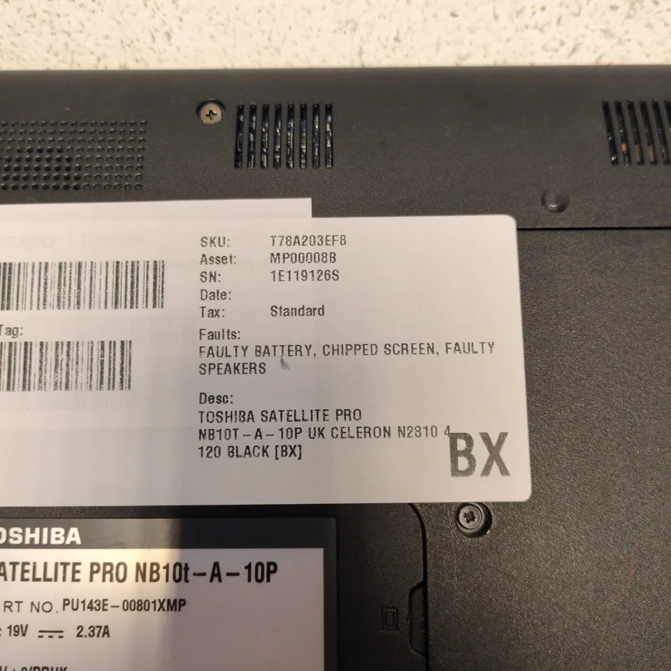 TOSHIBA SATELLITE PRO NB10T-A-10P LAPTOP – UK KEYBOARD, BLACK