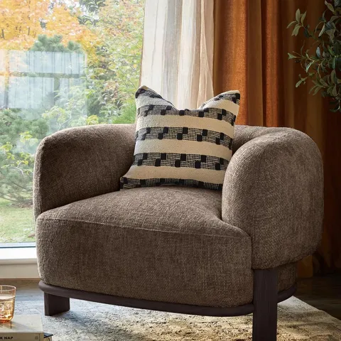 BOXED DANETTI FLORENCE MOCHA CHUNKY WEAVE ARMCHAIR