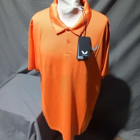 BRAND NEW CASTORE ENGINEERED KNIT POLO DEEP ORANGE SIZE S