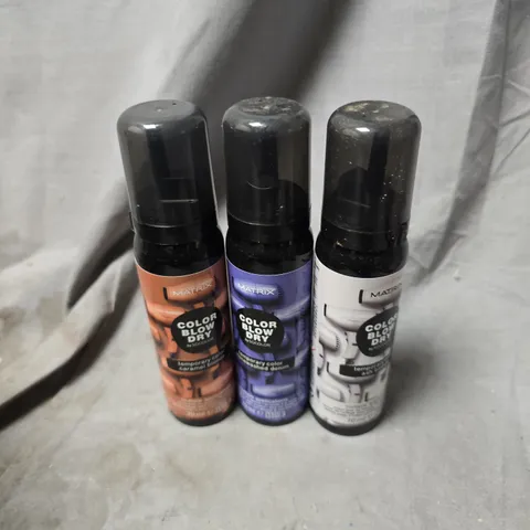 APPROXIMATELY 20 ASSORTED MATRIX BLOW DRY SPRAYS TO INCLUDE ASH BLONDE, CARAMEL BLONDE, STONEWASHED DENIM, ETC - COLLECTION ONLY