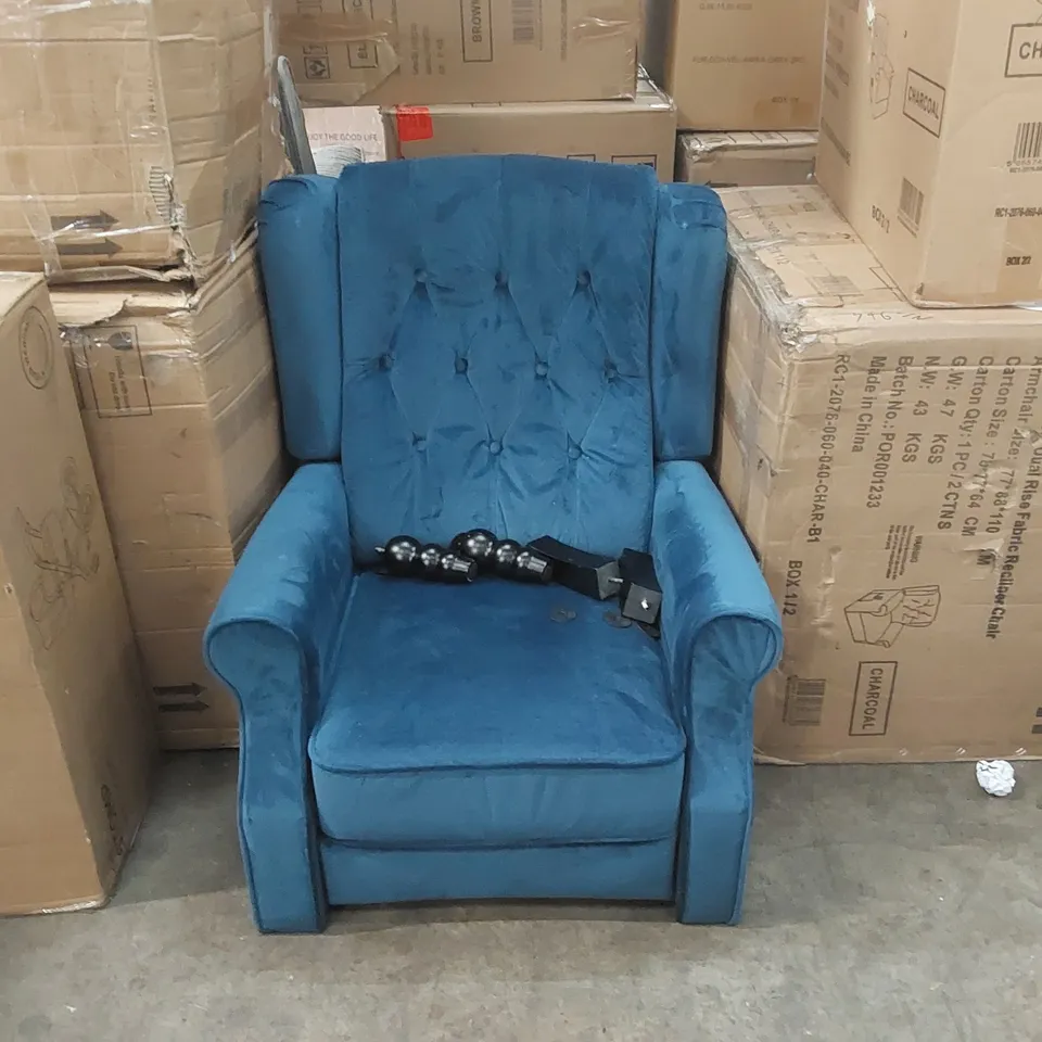 DESIGNER UPHOLSTERED VELVET PUSH BACK RECLINING ARM CHAIR