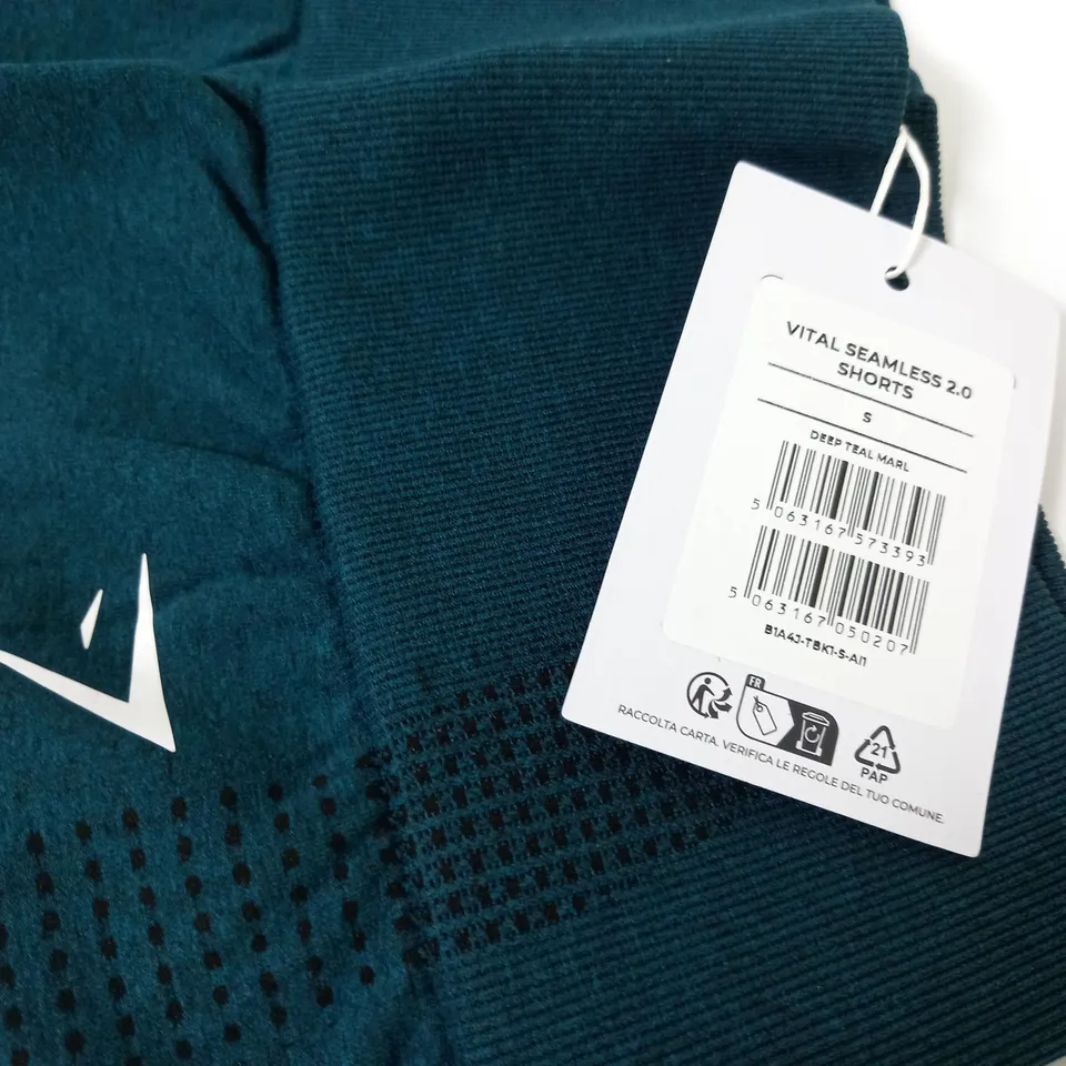 GYMSHARK VITAL SEAMLESS 2.0 SHORTS IN TEAL - S