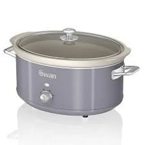 BOXED SWAN RETRO SLOW COOKER WITH 3 TEMPERATURE SETTINGS, 6.5L - GREY (1 BOX)