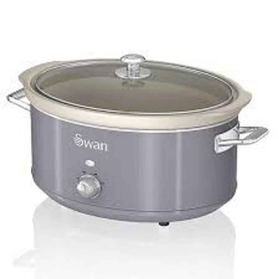 BOXED SWAN RETRO SLOW COOKER WITH 3 TEMPERATURE SETTINGS, 6.5L - GREY (1 BOX)
