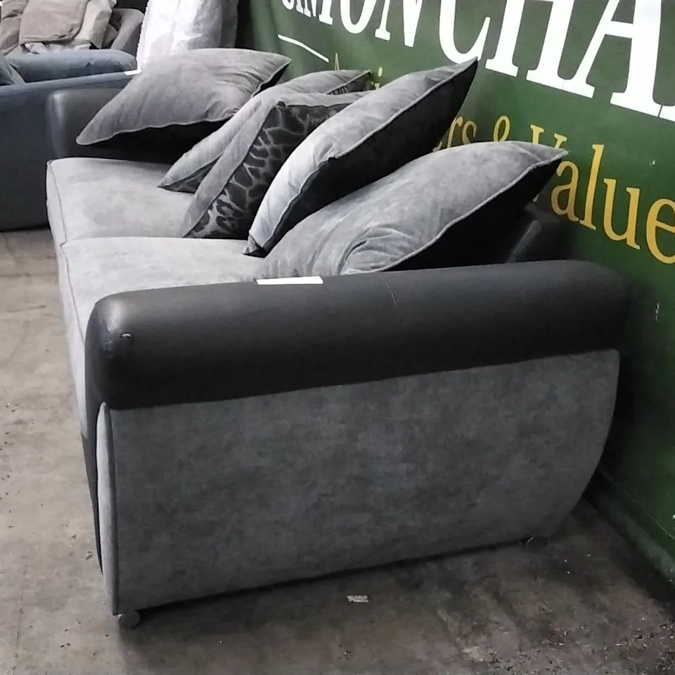 QUALITY DESIGNER HILTON 3 SEATER SOFA - BLACK/CHARCOAL FABRIC