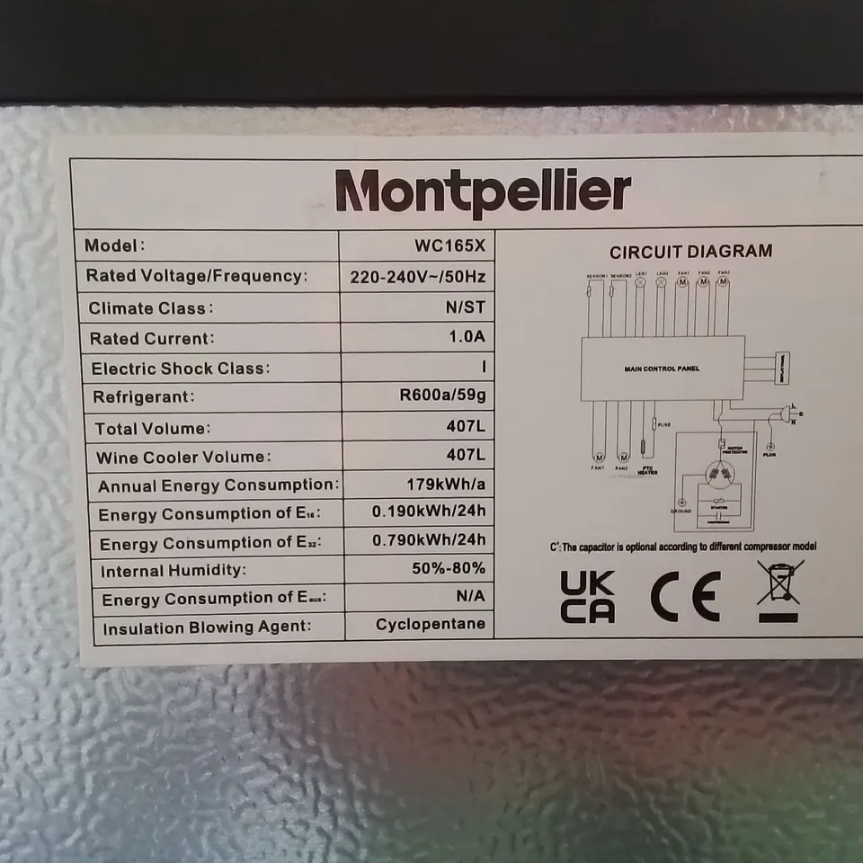 MONTPELLIER WC165X 166 BOTTLE WINE COOLER