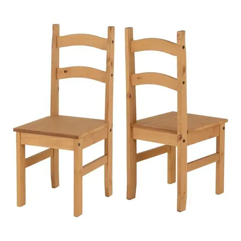 BOXED SET OF 2 CORONA DINING CHAIRS - DISTRESSED WAXED PINE (1 BOX)