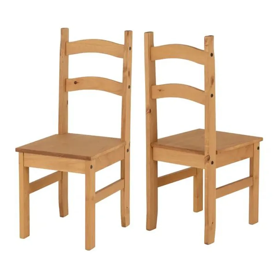 BOXED SET OF 2 CORONA DINING CHAIRS - DISTRESSED WAXED PINE (1 BOX)