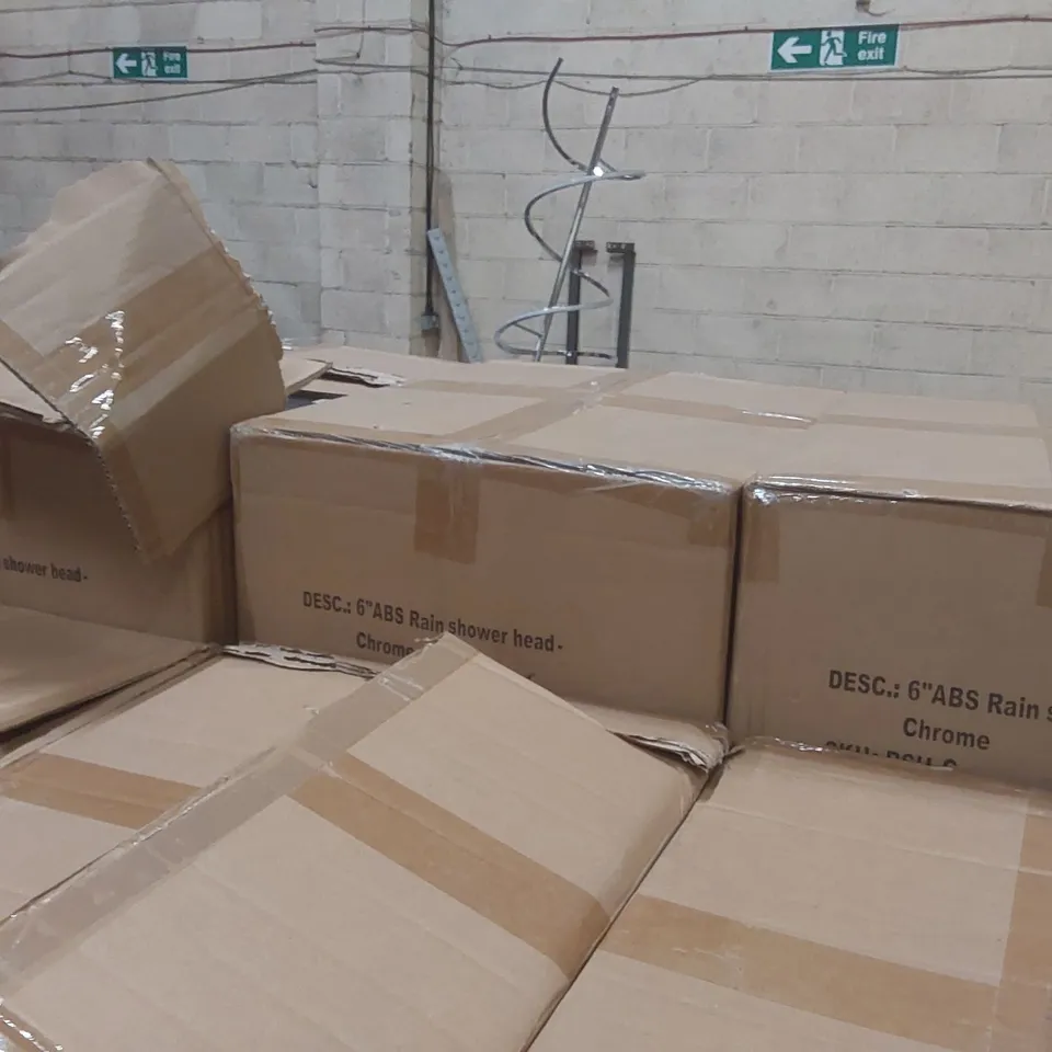 PALLET CONTAINING A LARGE QUANTITY OF SPARKPOD RAINFALL SHOWER HEADS ECT