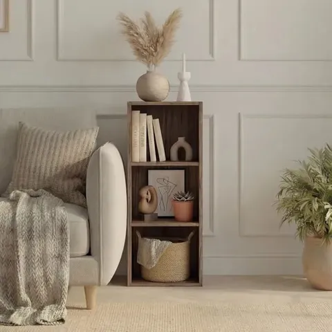 BOXED OXFORD 3 TIER CUBE BOOKCASE - WALNUT EFFECT