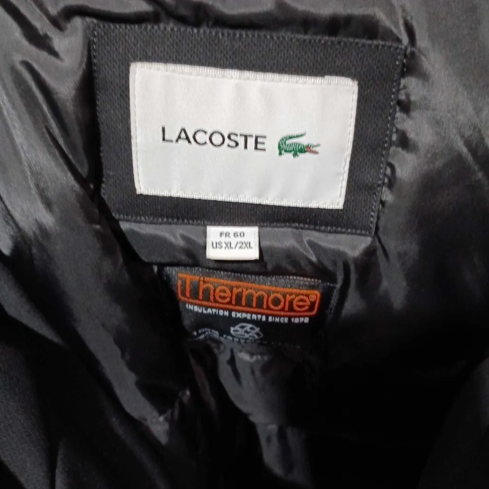 LACOSTE BLACK PARKA JACKET WITH THERMORE INSULATION – UK XL (US XL) 