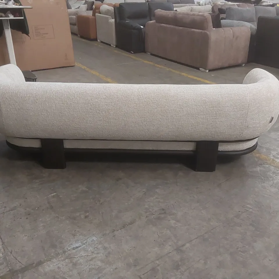 QUALITY DESIGNER DANETTI FLORENCE NATURAL FABRIC WITH DARK WOOD 3 SEATER SOFA RRP £1429