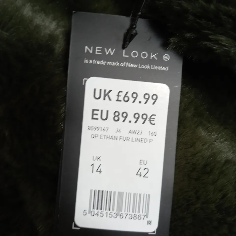 NEW LOOK WOMENS PARKER JACKET WITH FAUX FUR HOOD SIZE 14