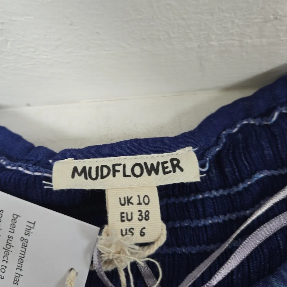 MUDFLOWER WOMEN'S MAXI DRESS, BLUE PATTERN – UK 10 (EU 38, US 6)