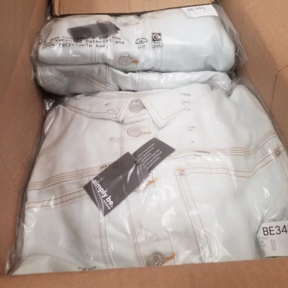 BOX CONTAINING APPROXIMATELY 9 BRAND NEW SIMPLY BE BLEACH WASH DENIM PLAYSUITS - SIZE 24