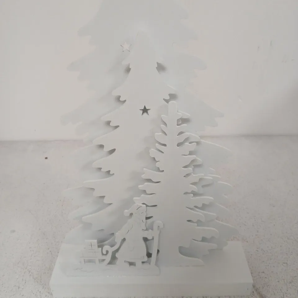 CELE BRIGHT WOODEN CHRISTMAS TREE & SANTA SCENE