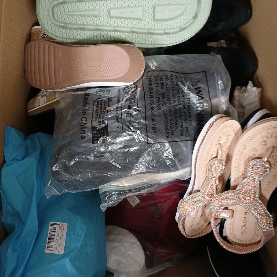 APPROXIMATELY 20 PAIRS OF ASSORTED SHOES AND FOOTWEAR IN VARIOUS SIZES 