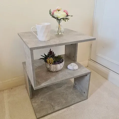 BOXED MODERN GREY BEDSIDE TABLES NIGHT STAND