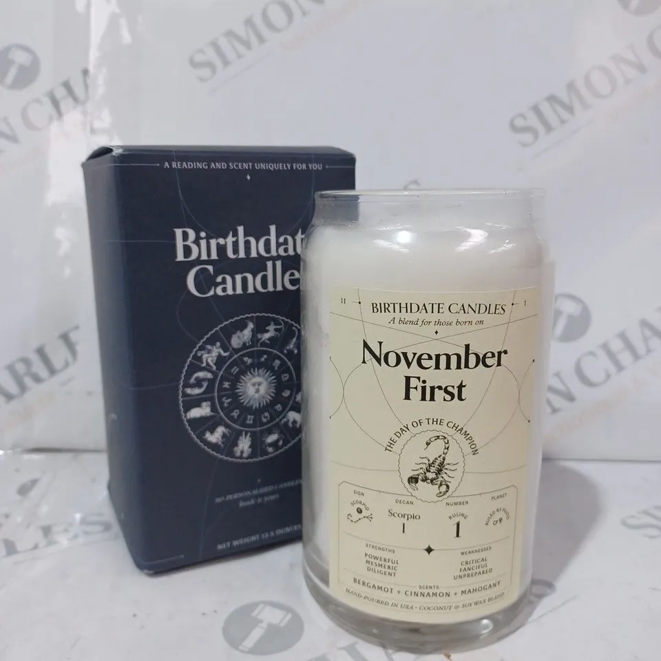 BOXED BIRTHDATE CANDLE - NOVEMBER FIRST