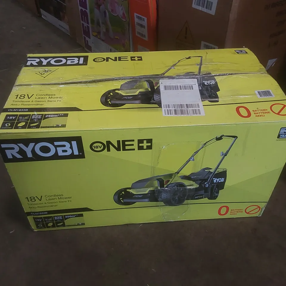 BOXED RYOBI OLM1833B 18V ONE+ CORDLESS 33CM LAWNMOWER RRP £204.99