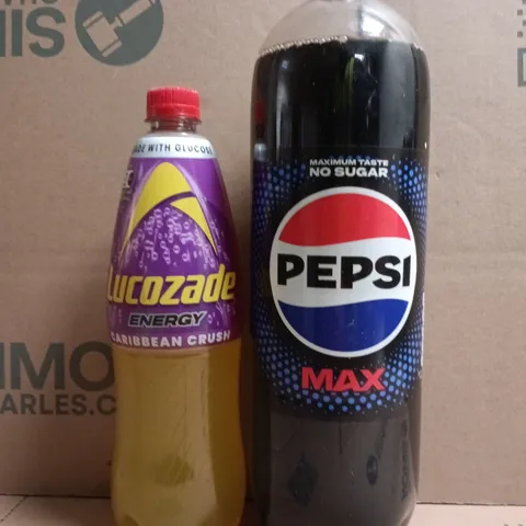 APPROXIMATELY 4 ASSORTED FOOD AND DRINK ITEMS TO INCLUDE LUCOZADE, AND PEPSI MAX
