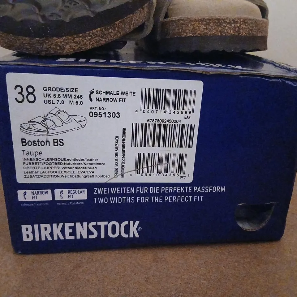 BIRKENSTOCK BOSTON BS TAUPE SANDALS – EU 38 (PAIR)